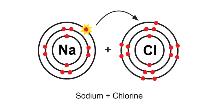 When sodium and chlorine react sodium looses an electron and chlorine gains it